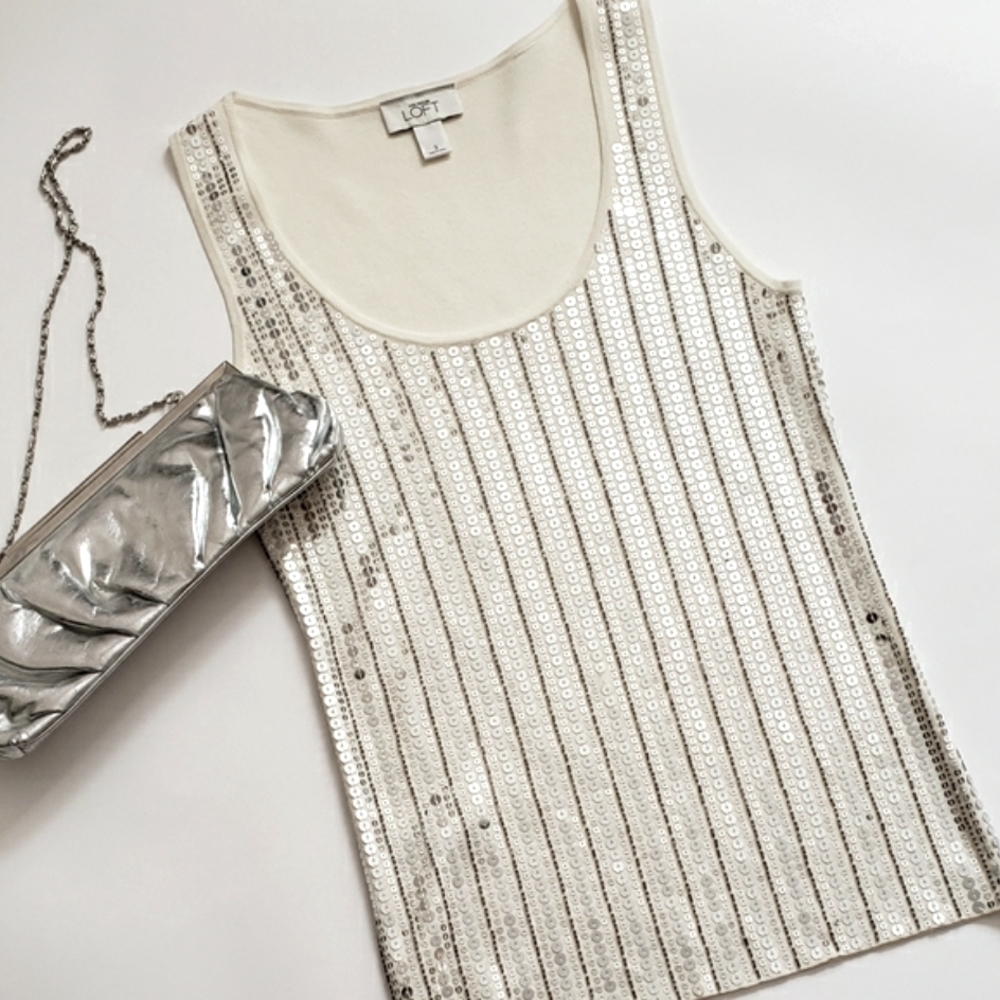 LOFT Sleeveless Sequin Top